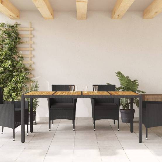 Table de jardin - Table Extérieure - Table De Patio et dessus en bois d'acacia noir résine tressée-JU13667 - Image 3