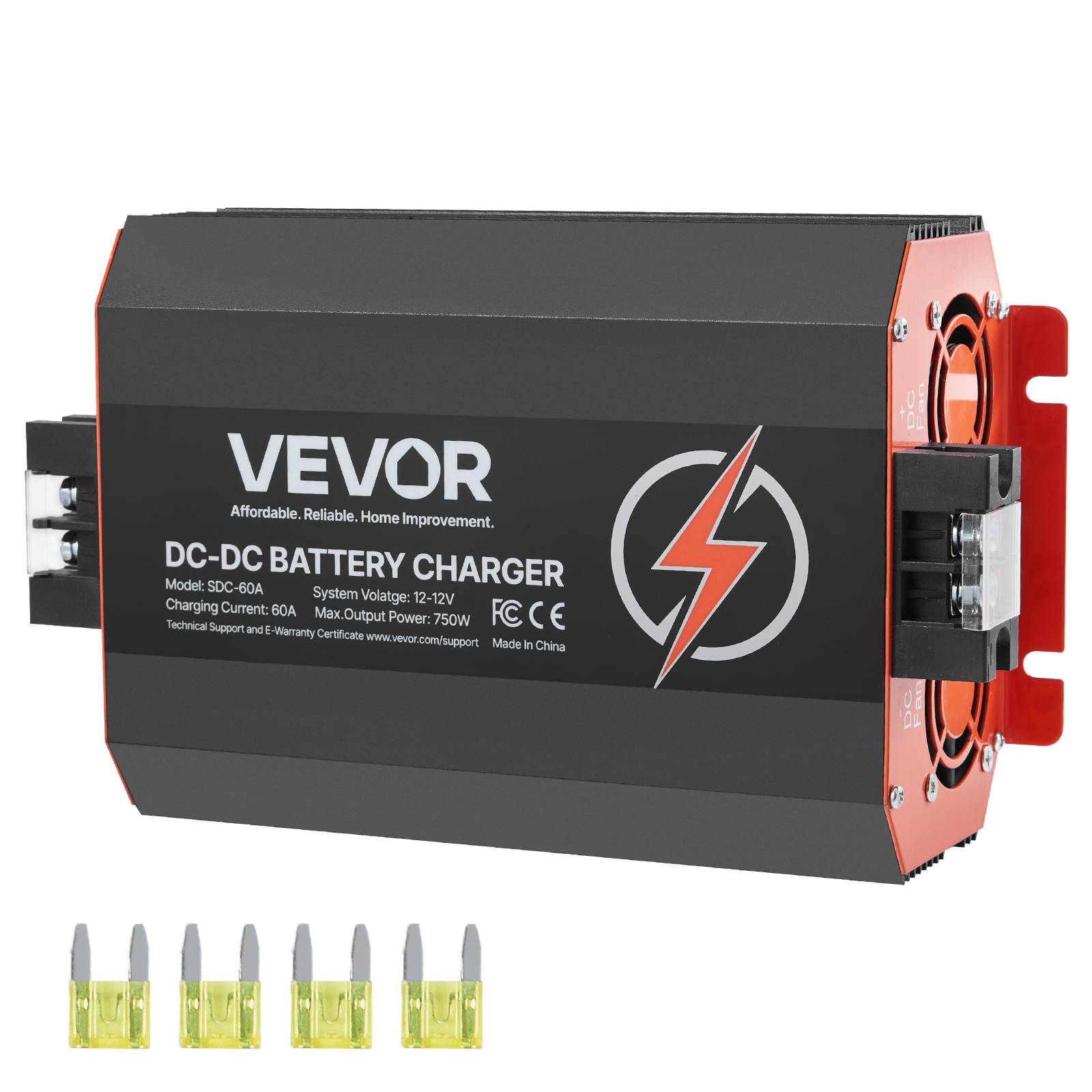 VEVOR Chargeur batterie CC-CC 12 V 60 A, 750 W, plomb, lithium, AGM.