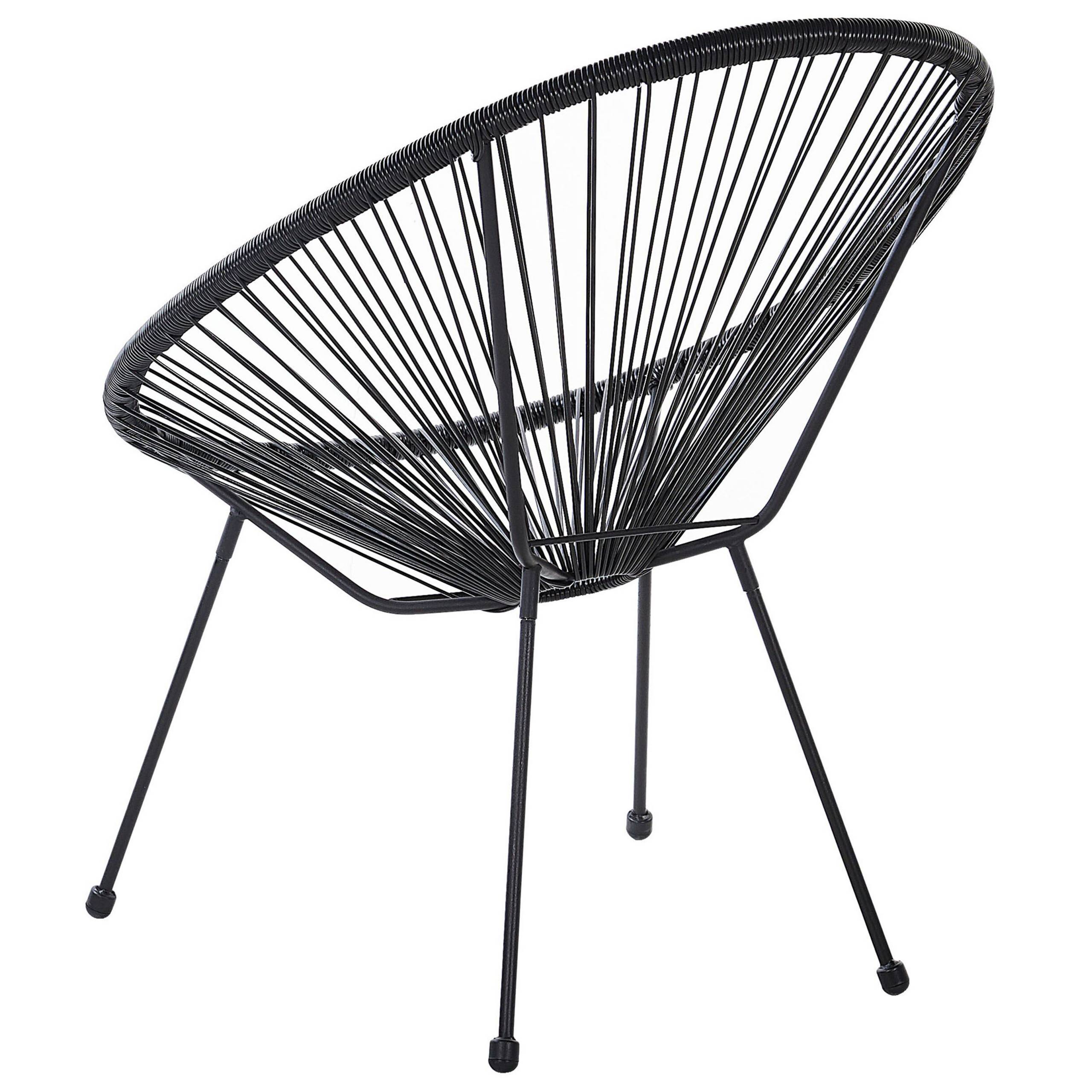 Beliani - Ensemble de Salon ou Jardin 2 Chaises Fauteuils Type Spaghetti et Petite Table Basse en Rotin PE Noir et Acier Design Industriel Tendance Beliani - Image 8