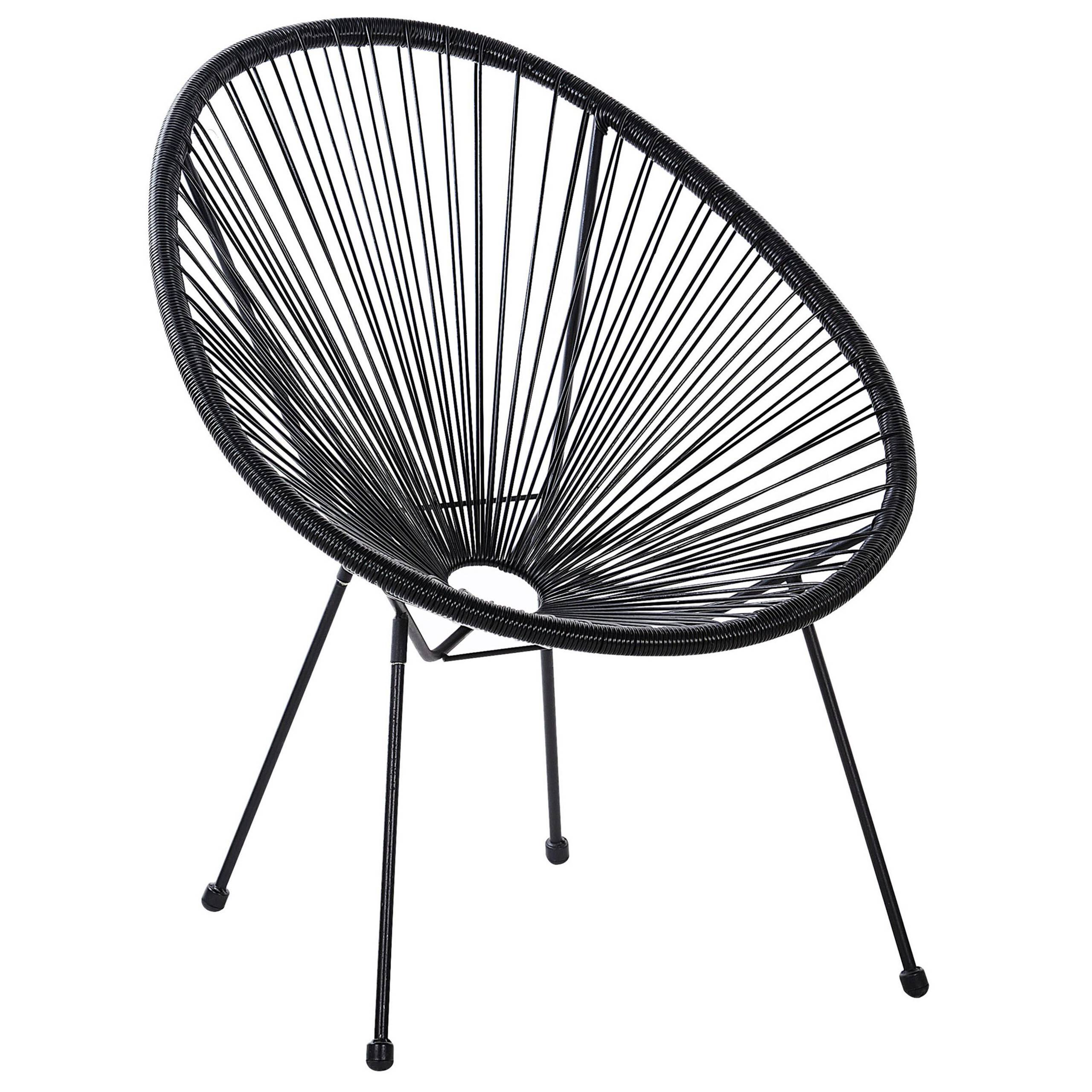 Beliani - Ensemble de Salon ou Jardin 2 Chaises Fauteuils Type Spaghetti et Petite Table Basse en Rotin PE Noir et Acier Design Industriel Tendance Beliani - Image 6