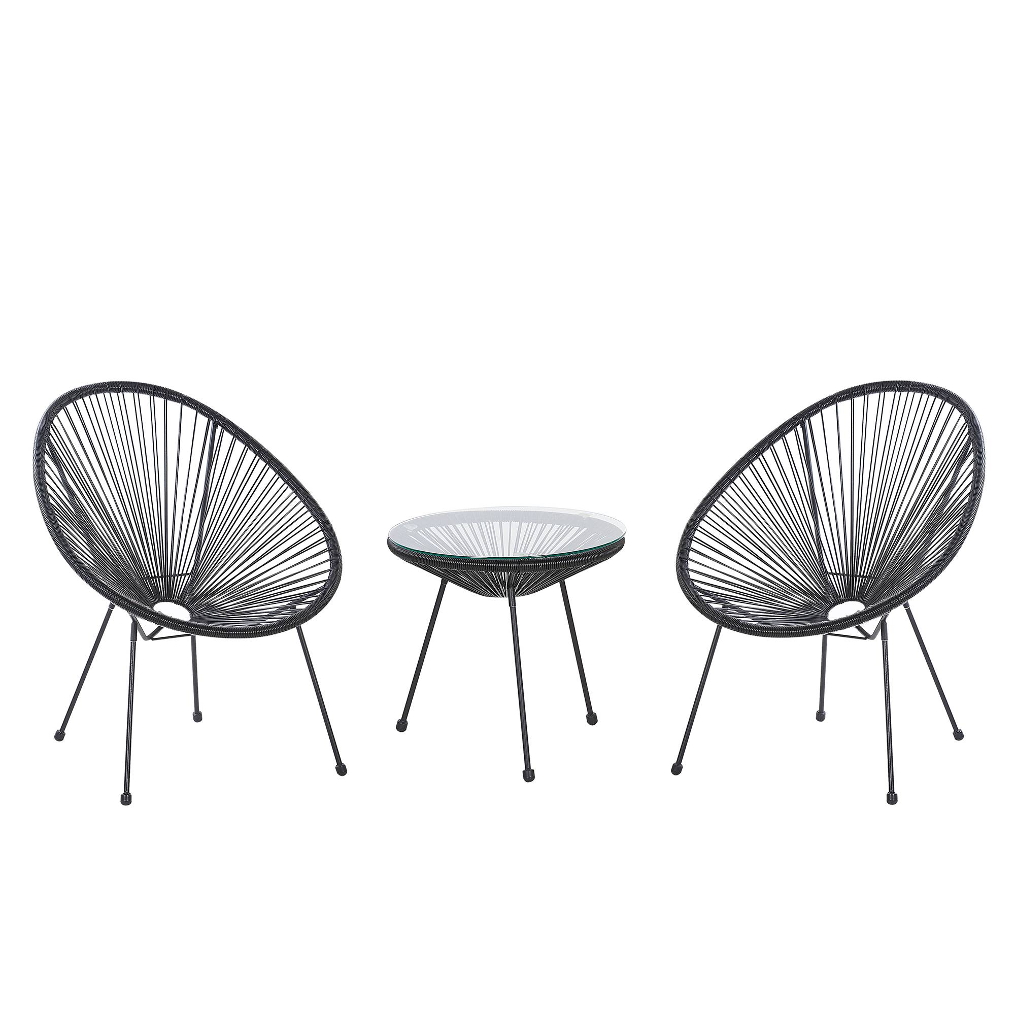 Beliani - Ensemble de Salon ou Jardin 2 Chaises Fauteuils Type Spaghetti et Petite Table Basse en Rotin PE Noir et Acier Design Industriel Tendance Beliani - Image 1