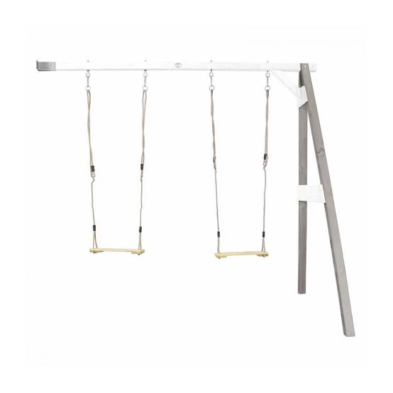 Portique mural en bois AXI Gris Blanc avec 2 balançoires - Dimensions 160x244x207cm - Image 1