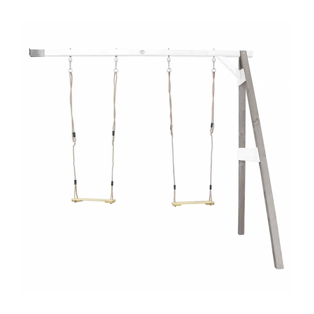 Portique mural en bois AXI Gris Blanc avec 2 balançoires - Dimensions 160x244x207cm - Image 1