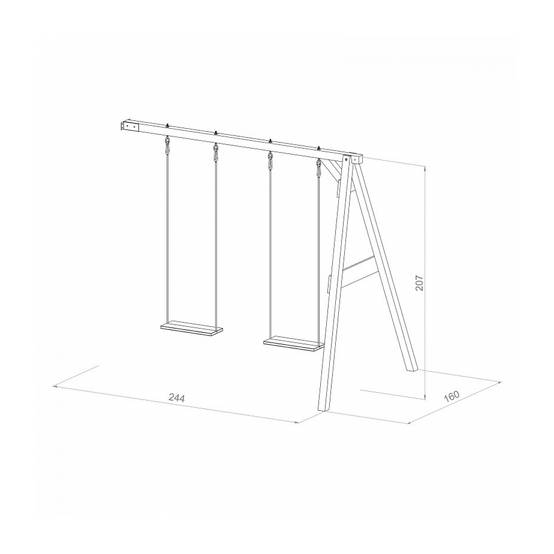 Portique mural en bois AXI Gris Blanc avec 2 balançoires - Dimensions 160x244x207cm - Image 3