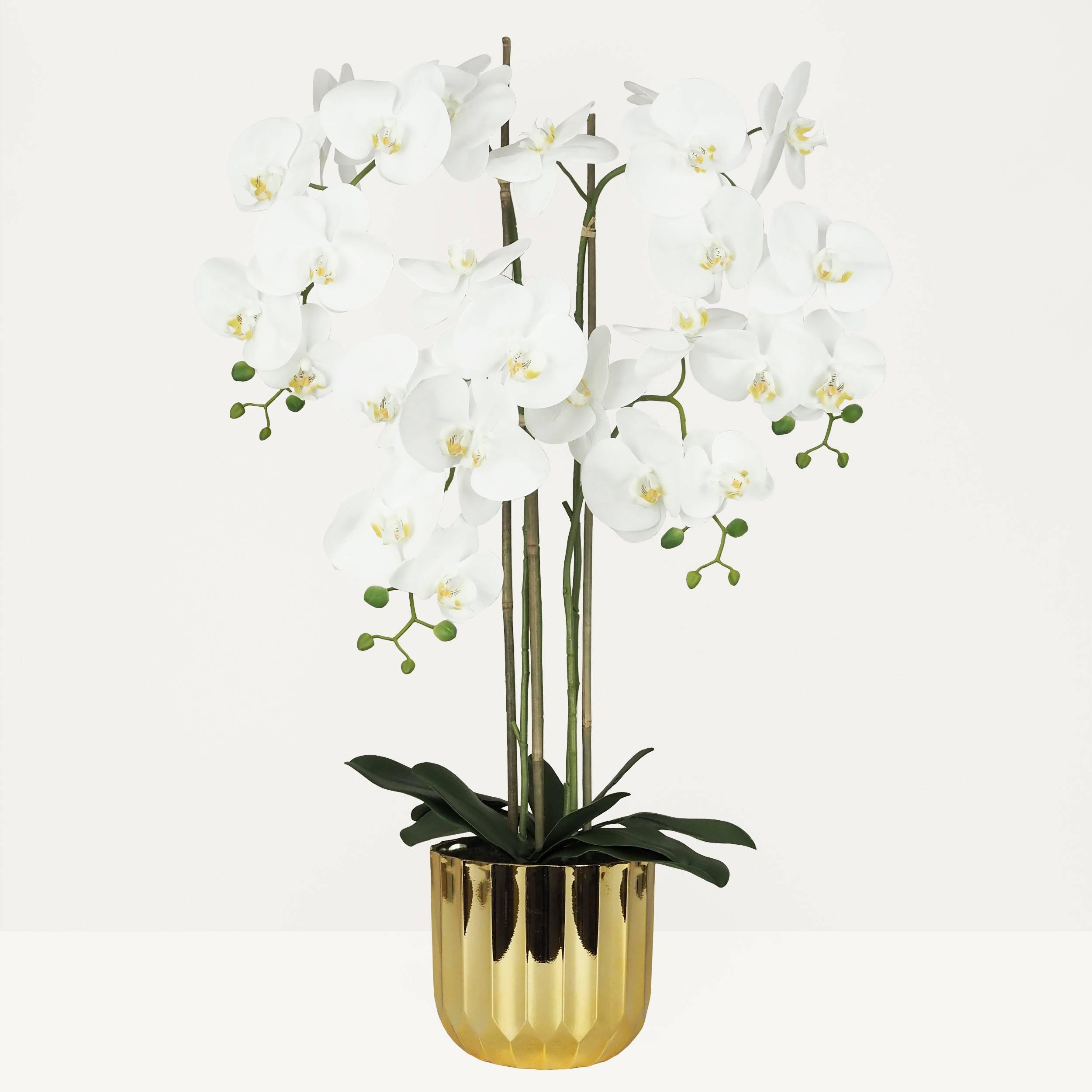 Ligne Deco - Orchidée artificielle toucher naturel pot or 100cm Ligne Déco - Image 1