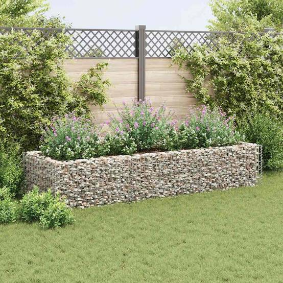 Hillvert Lot De 2 Gabions Panier En Acier Galvanisé 102 X 32 X 51 Cm – Clôture, Mur Végétal, Décoration Jardin Moderne