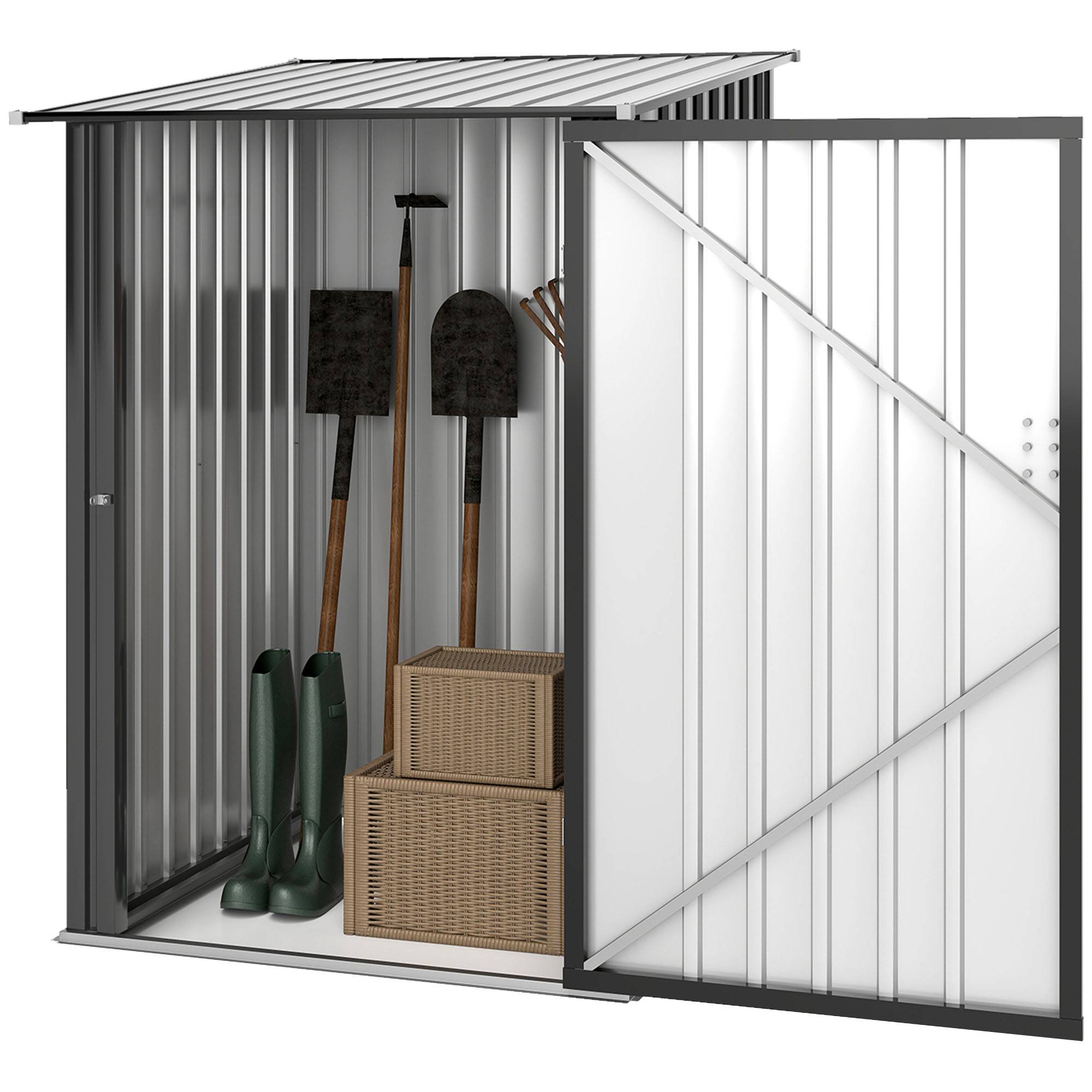 Abri de jardin acier compact 100x103x160 cm gris foncé, cabanon rangement outils pratique et sécurisé - Image 2