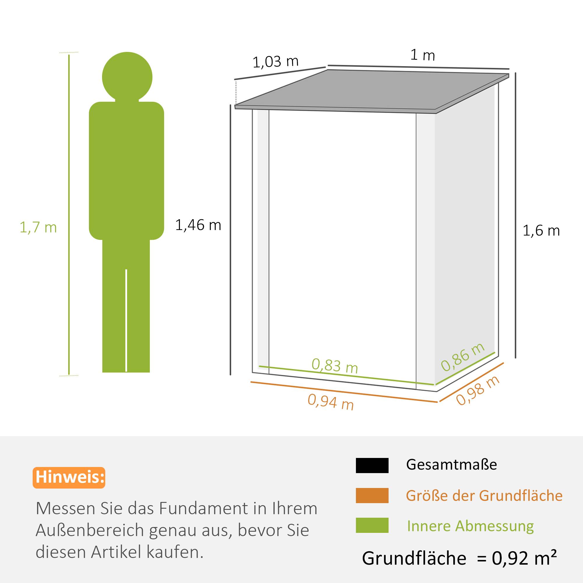 Abri de jardin acier compact 100x103x160 cm gris foncé, cabanon rangement outils pratique et sécurisé - Image 5