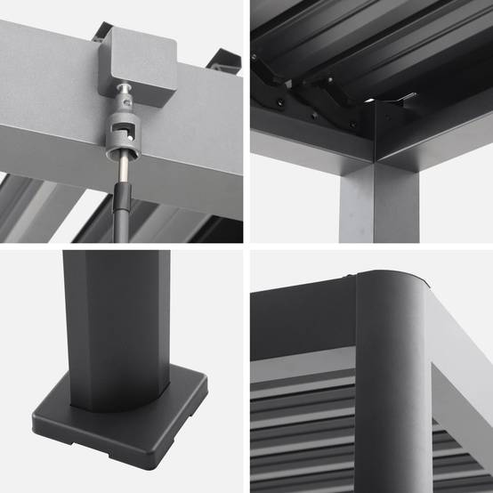 Pergola bioclimatique anthracite aluminium et acier lames orientables 3x3m - Imperial | sweeek - Image 7