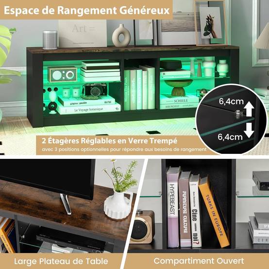 COSTWAY Meuble TV, Meuble Télé 2 Placards, 3 Compartiements, Table TV pour 65 au Max, 3 Passe-Câbles, Meuble de Rangement pour Salon, Chambre, 152 x 40 x 40 cm COSTWAY Meuble TV, Meuble Télé 2 Placards, 3 Compartiements, Table TV pour 65 au Max, 3 Passe-Câbles, Meuble de Rangement pour Salon, Chambre, 152 x 40 x 40 cm