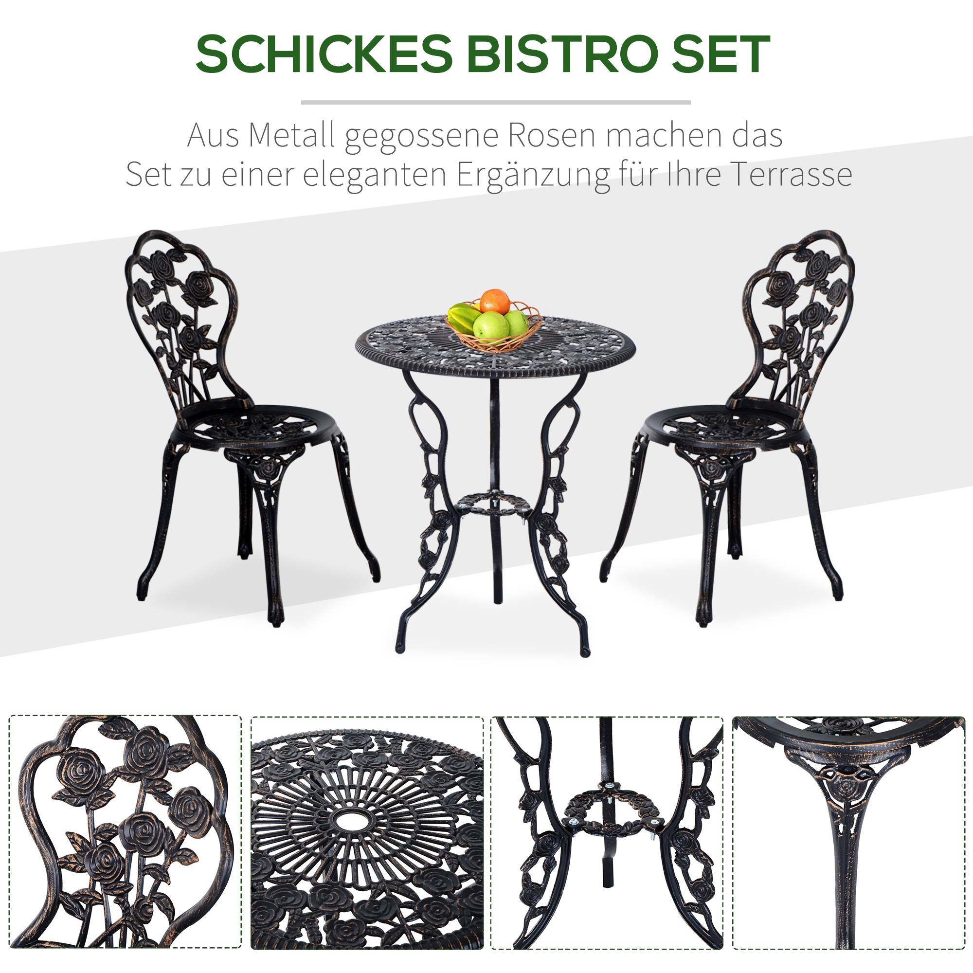 PANGIVO - Set de mobilier de jardin 2 personnes avec table et chaises Métal Bronze - PANGIVO - Image 5