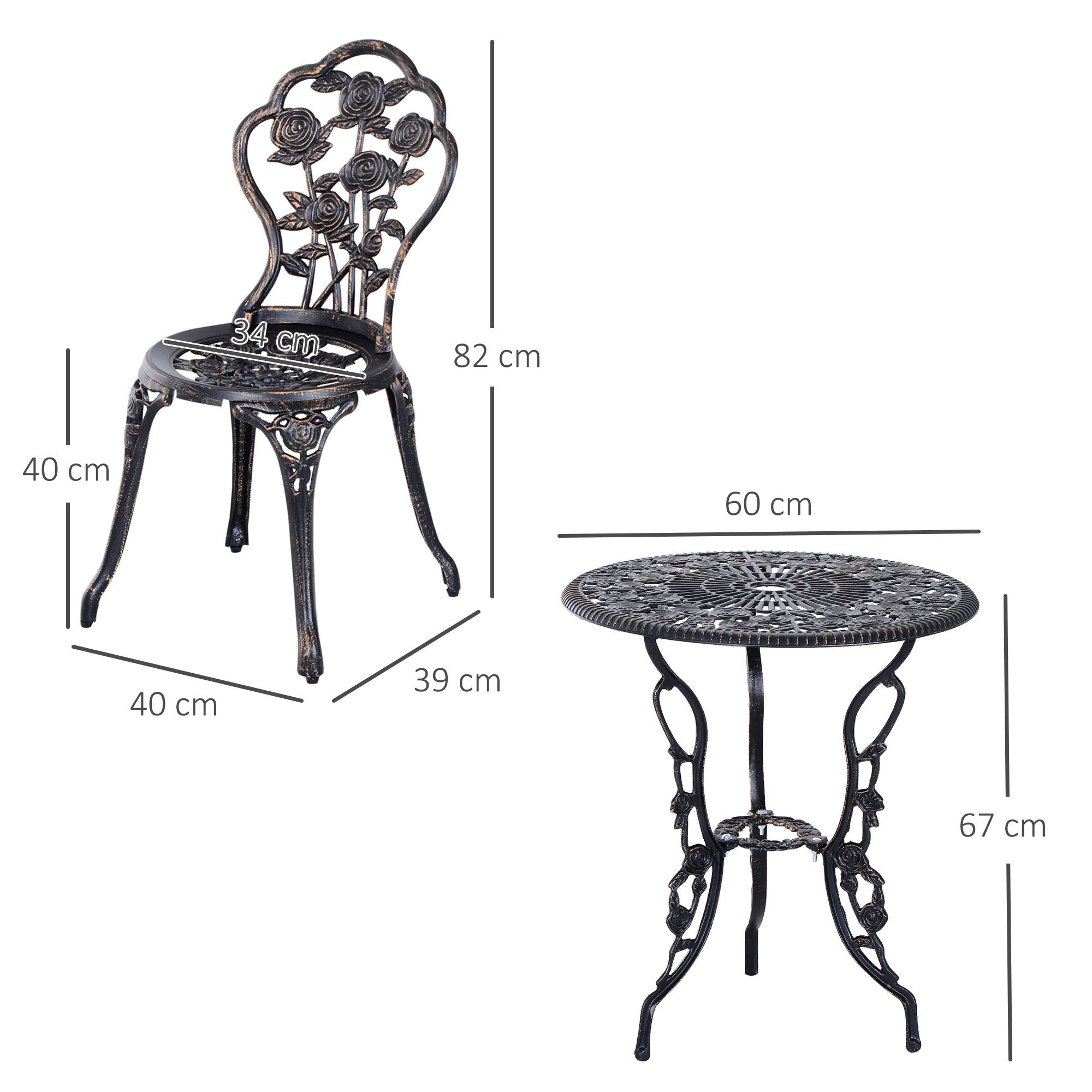 PANGIVO - Set de mobilier de jardin 2 personnes avec table et chaises Métal Bronze - PANGIVO - Image 3