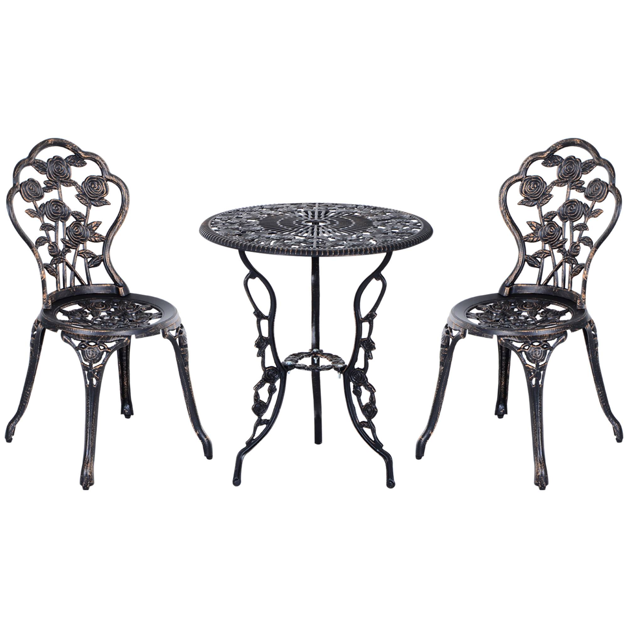 PANGIVO - Set de mobilier de jardin 2 personnes avec table et chaises Métal Bronze - PANGIVO - Image 1