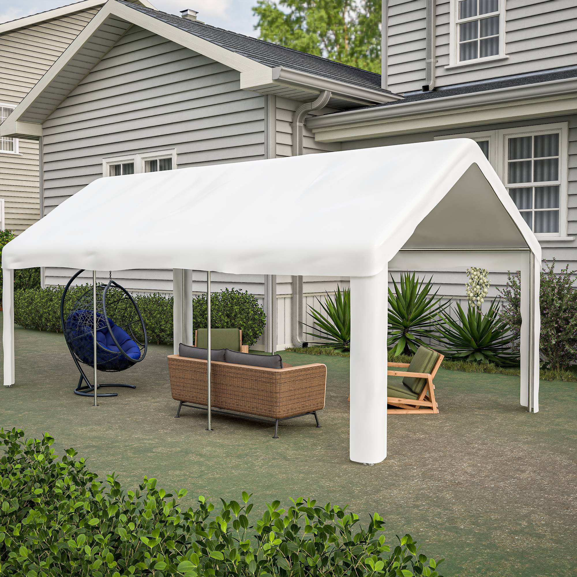 Abri pour Véhicule 3 x 6 m avec Double Porte Sectionnelle, Garage Étanche, Toit et Panneaux Latéraux Amovibles - Image 8