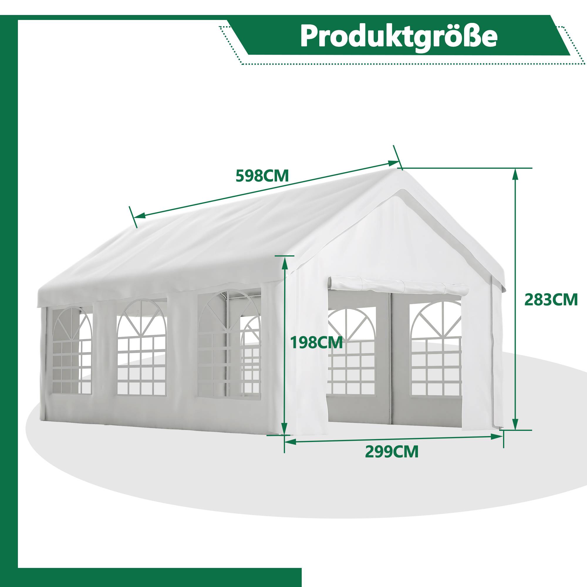 Abri pour Véhicule 3 x 6 m avec Double Porte Sectionnelle, Garage Étanche, Toit et Panneaux Latéraux Amovibles - Image 2