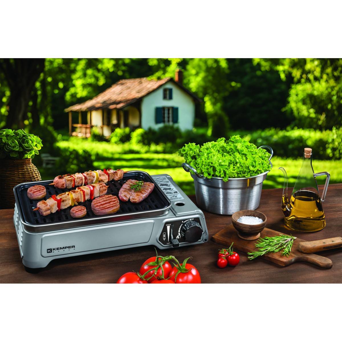 Barbecue gaz portable 1900W, Plancha gaz anti‑adhésive, Idéal camping, terrasse, balcon KEMPER - Image 8