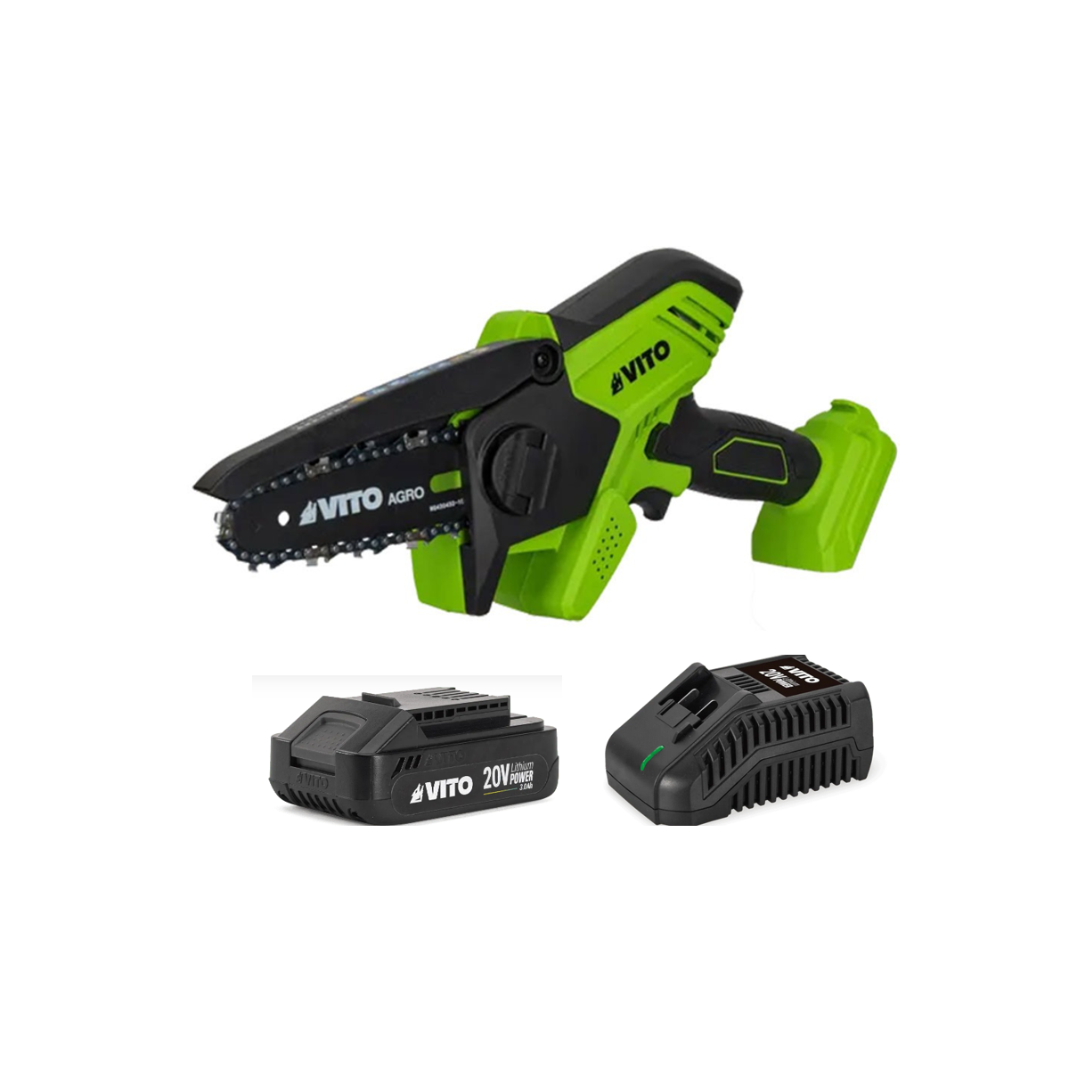 Mini tronçonneuse sans fil 20V + Batterie lithium 2Ah + Chargeur Mini scie électrique sans fil VITO
