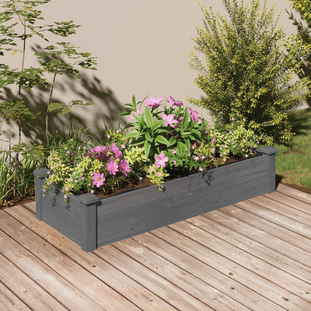 Bac à Potager en Bois de Sapin Gris 120x45x25cm, Jardinière de Culture avec Doublure Incluse – ComfortXL Outdoor Living - Image 1
