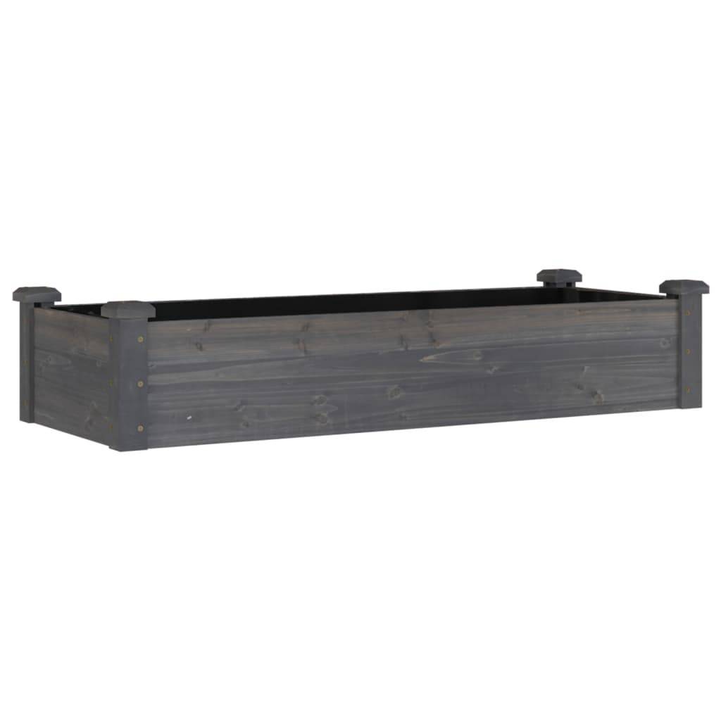 Bac à Potager en Bois de Sapin Gris 120x45x25cm, Jardinière de Culture avec Doublure Incluse – ComfortXL Outdoor Living - Image 2