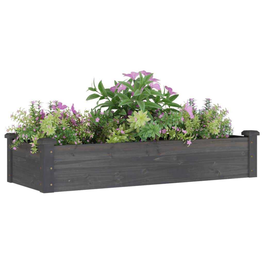 Bac à Potager en Bois de Sapin Gris 120x45x25cm, Jardinière de Culture avec Doublure Incluse – ComfortXL Outdoor Living - Image 3