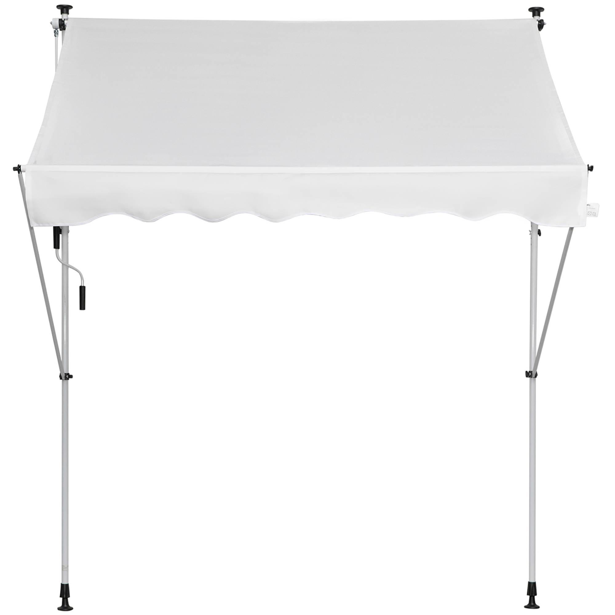 Store banne rétractable manuelle 200 x 150 x 170-280 cm pour balcon et terrasse, hauteur réglable et manivelle, blanc - Image 2