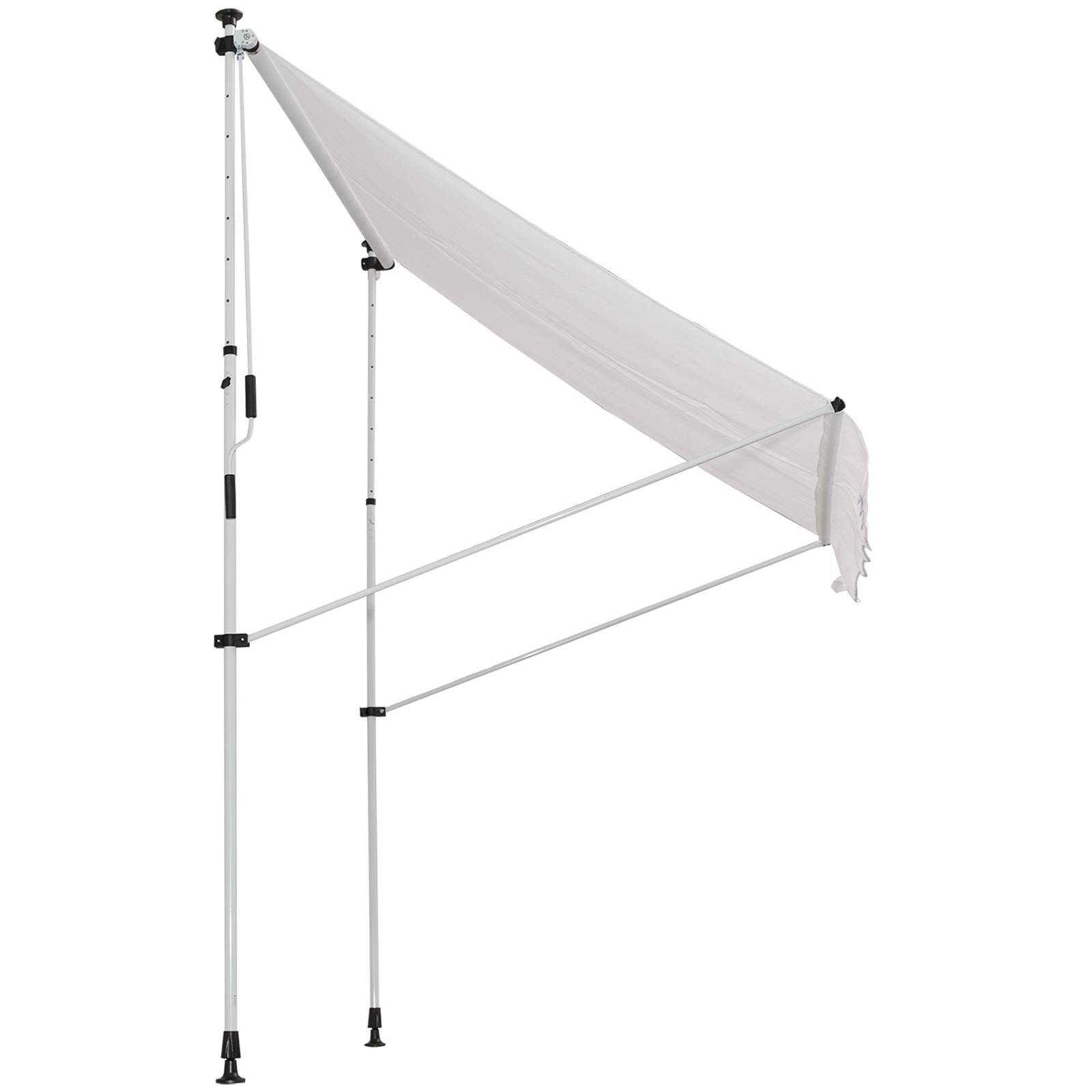 Store banne rétractable manuelle 200 x 150 x 170-280 cm pour balcon et terrasse, hauteur réglable et manivelle, blanc - Image 1