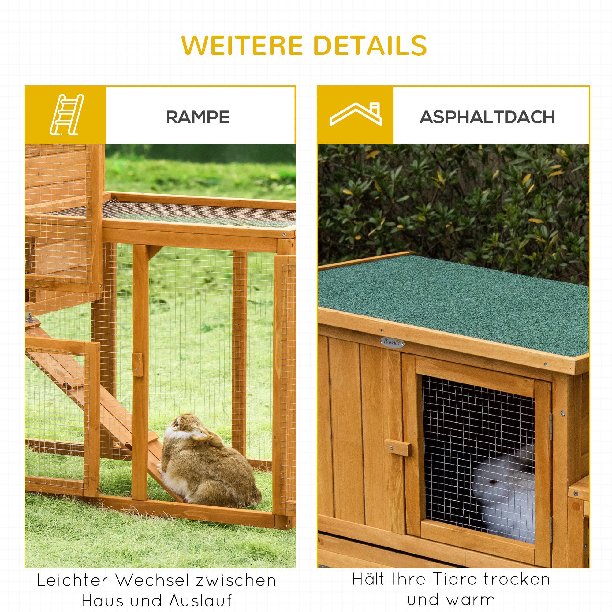Clapier pour petits animaux en bois de sapin avec porte, 181x100x48cm, gris - Image 9