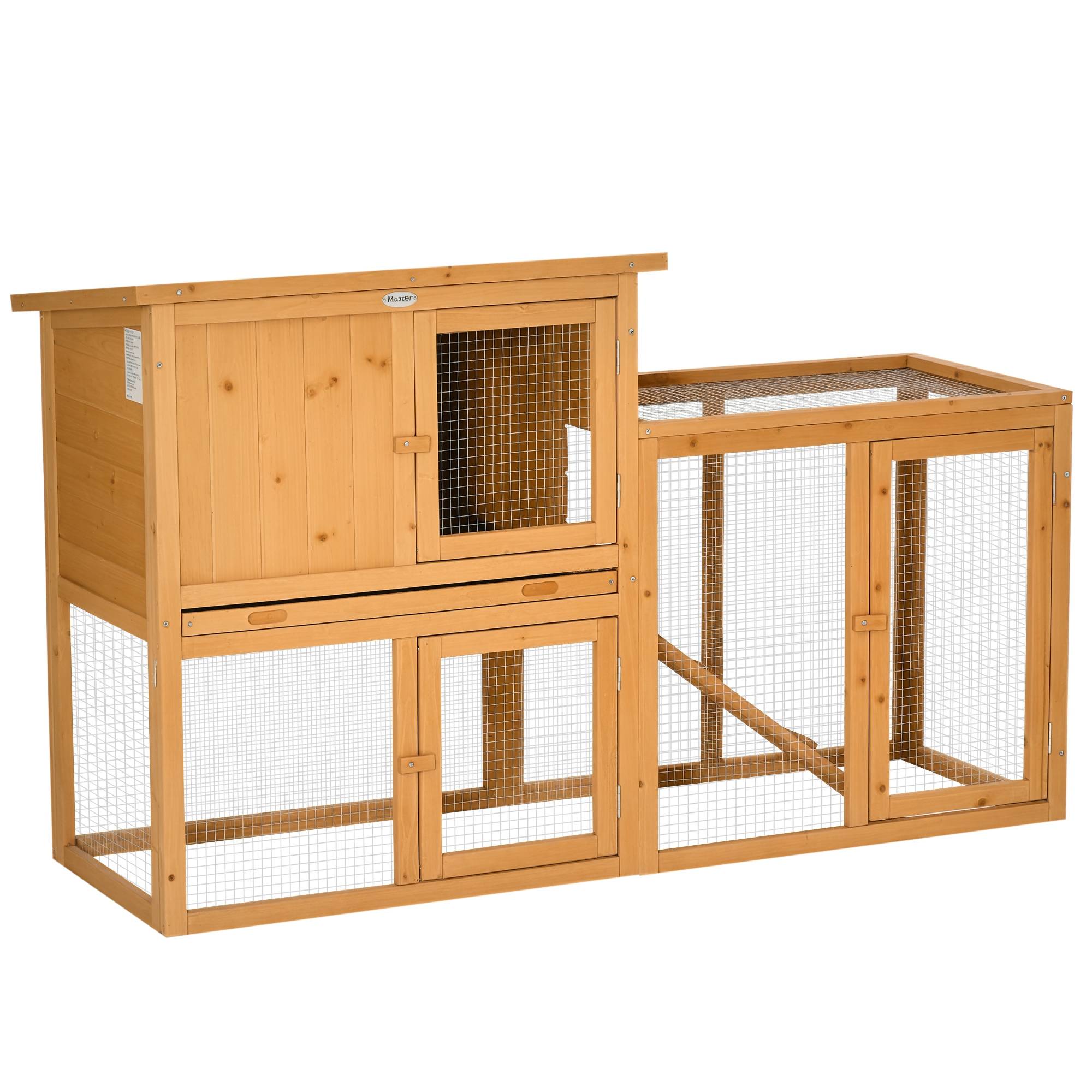 Clapier pour petits animaux en bois de sapin avec porte, 181x100x48cm, gris - Image 1