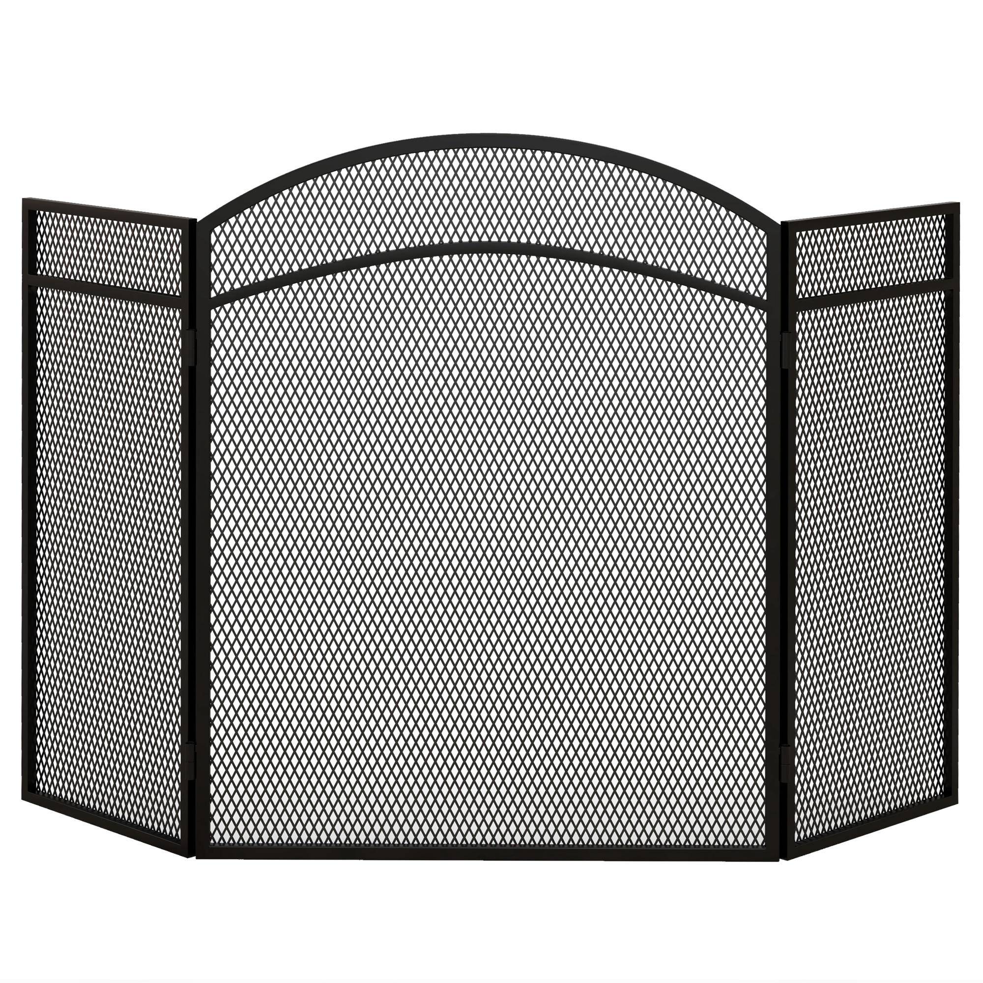 Pare-étincelles élégant pour cheminée, pliable, revêtu, noir, 96 x 60 cm - Image 1