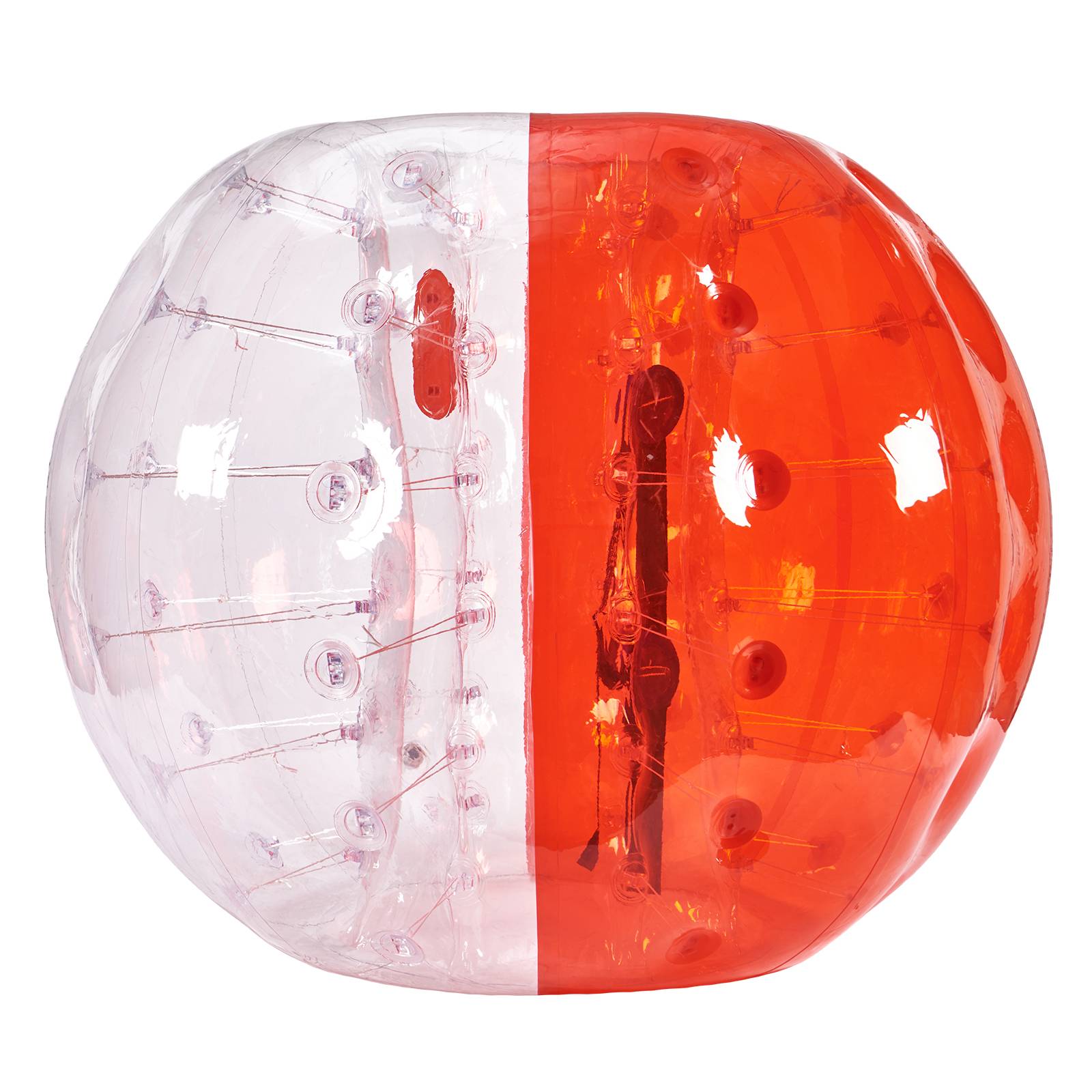 VEVOR Bulle gonflable 1.5m diamètre PVC 0.8mm, pour jeux plein air adolescents/adultes, rouge et transparent. - Image 1