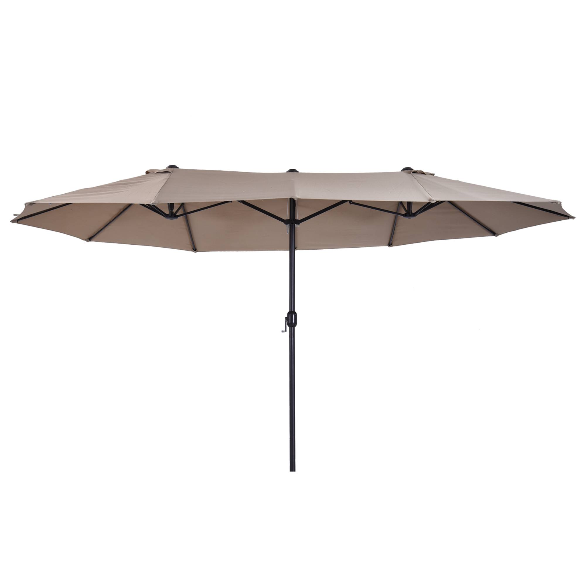 Parasol double de jardin 455 x 265 x 238 cm, grand parasol à manivelle, protection solaire, couleur café - Image 1