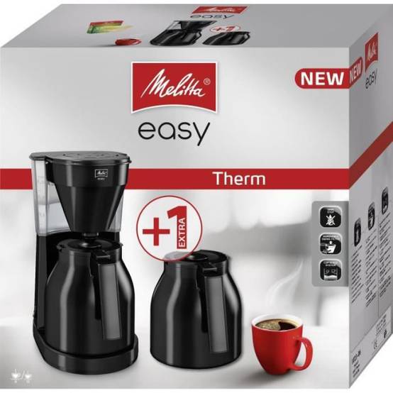 Machine a Cafe - Cafetiere Electrique filtre Easy Therm II MELITTA - 1050 W - 2eme verseuse - Noir - Image 2