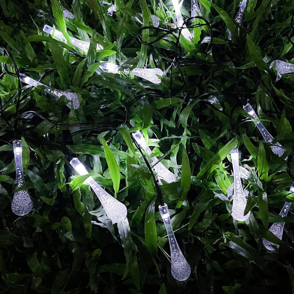 Guirlande lumineuse solaire extérieur 7m - 50 LED goutte d'eau, 8 modes - Décoration jardin, Noël - Living123 - Image 6