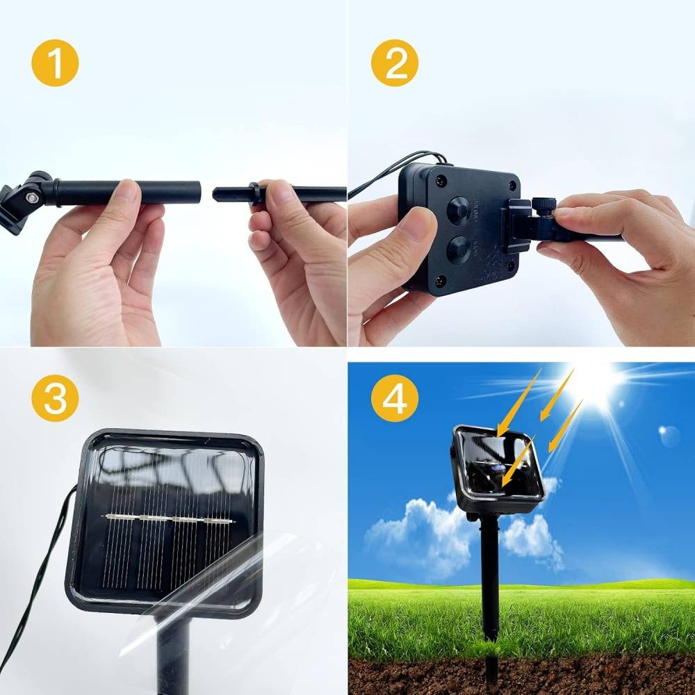 Guirlande lumineuse solaire extérieur 7m - 50 LED goutte d'eau, 8 modes - Décoration jardin, Noël - Living123 - Image 8