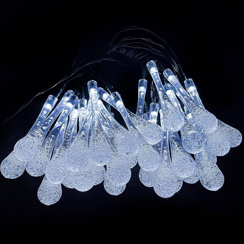 Guirlande lumineuse solaire extérieur 7m - 50 LED goutte d'eau, 8 modes - Décoration jardin, Noël - Living123 - Image 2