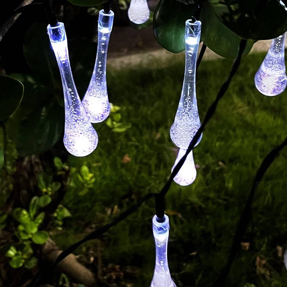 Guirlande lumineuse solaire extérieur 7m - 50 LED goutte d'eau, 8 modes - Décoration jardin, Noël - Living123 - Image 5