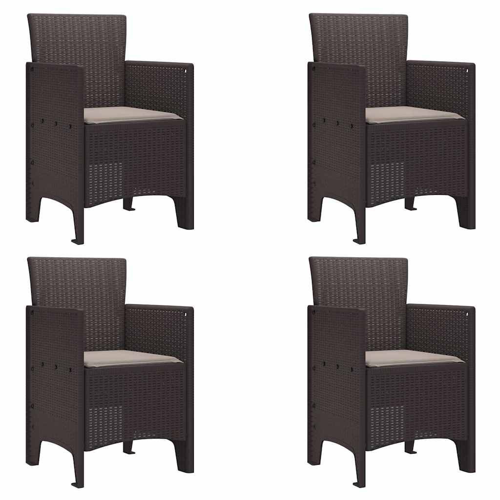 Maison Chic - Lot De 4 Chaises De Jardin - Fauteuils De Jardin Marron 53 x 49 x 85 cm PP - Image 1