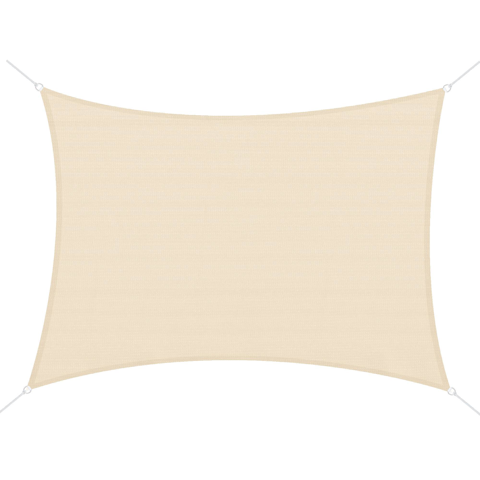 Voile d'ombrage Voile solaire - rectangulaire 4x6m anti-UV HDPE, pour terrasse piscine, crème fr229