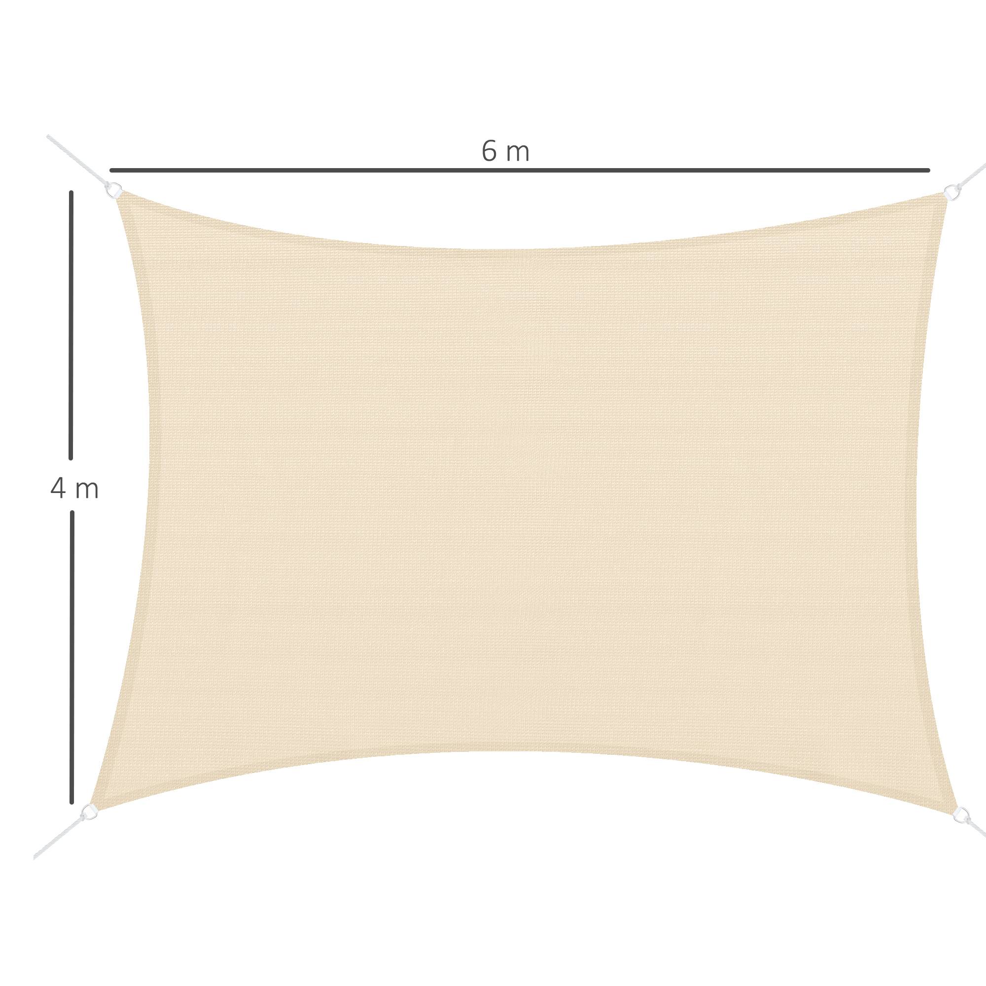 Voile d'ombrage Voile solaire - rectangulaire 4x6m anti-UV HDPE, pour terrasse piscine, crème fr229 - Image 5