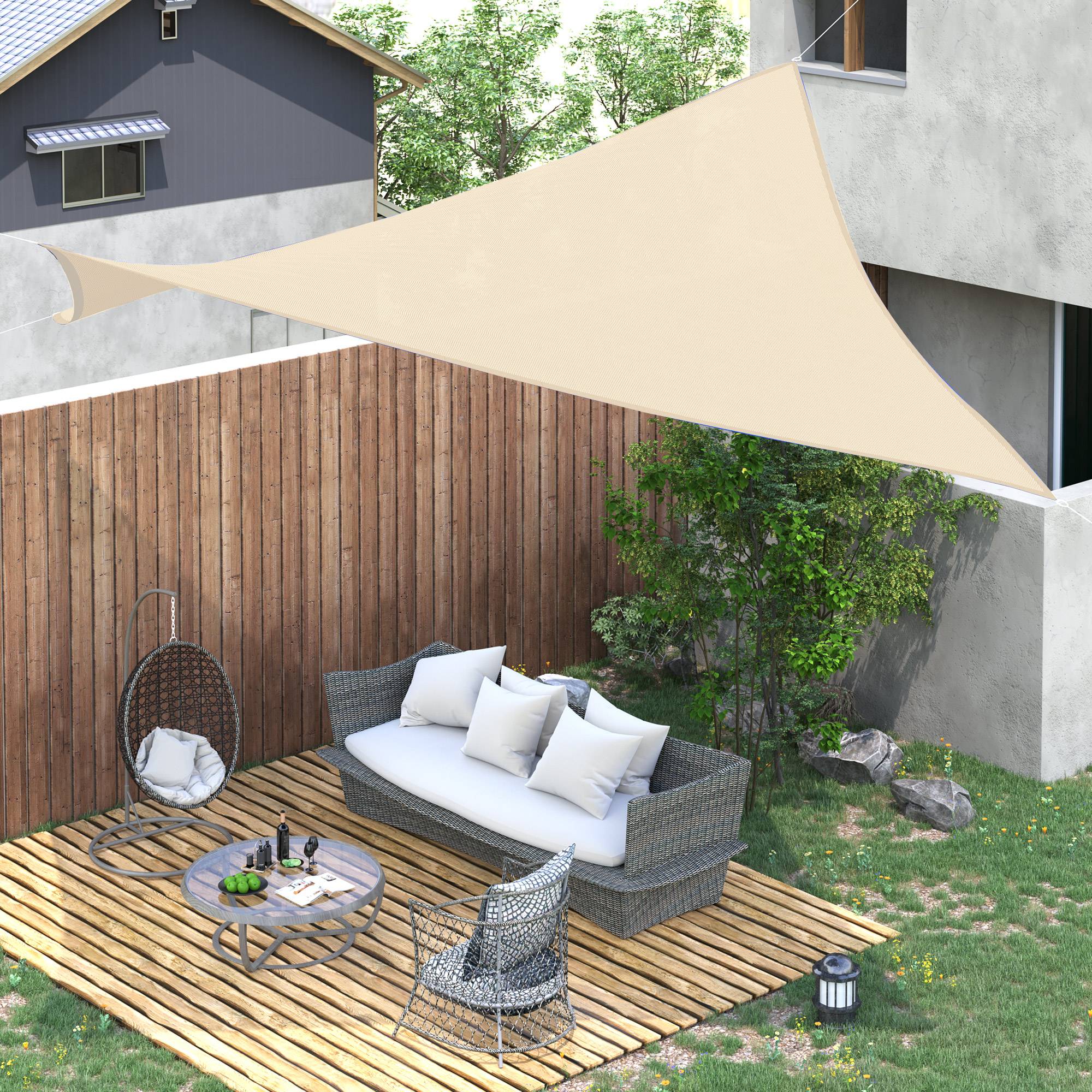 Voile d'ombrage Voile solaire - rectangulaire 4x6m anti-UV HDPE, pour terrasse piscine, crème fr229 - Image 3
