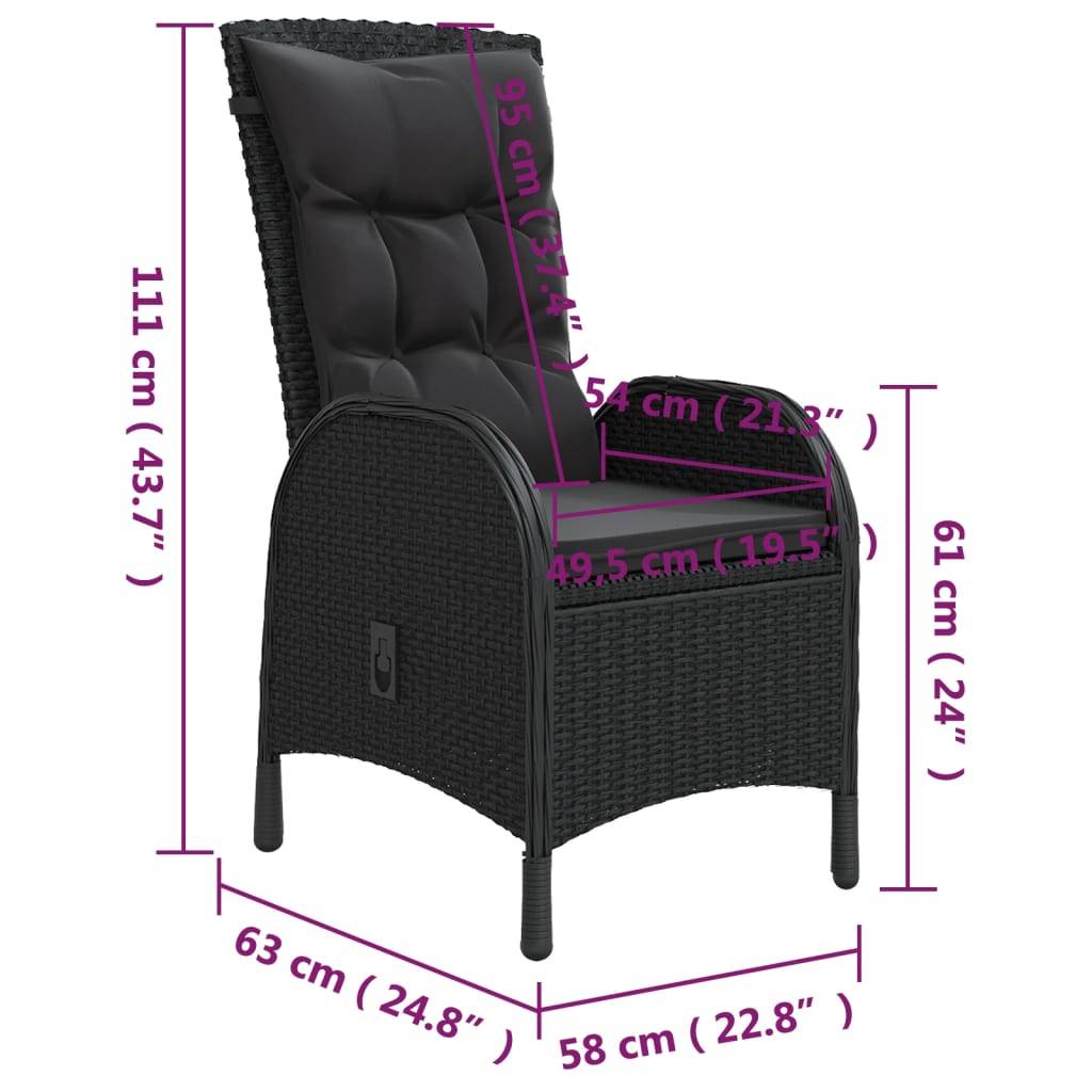 Vidaxl - Ensemble de bistro de jardin 3 pcs Résine tressée Noir vidaXL 3058549 - Image 3