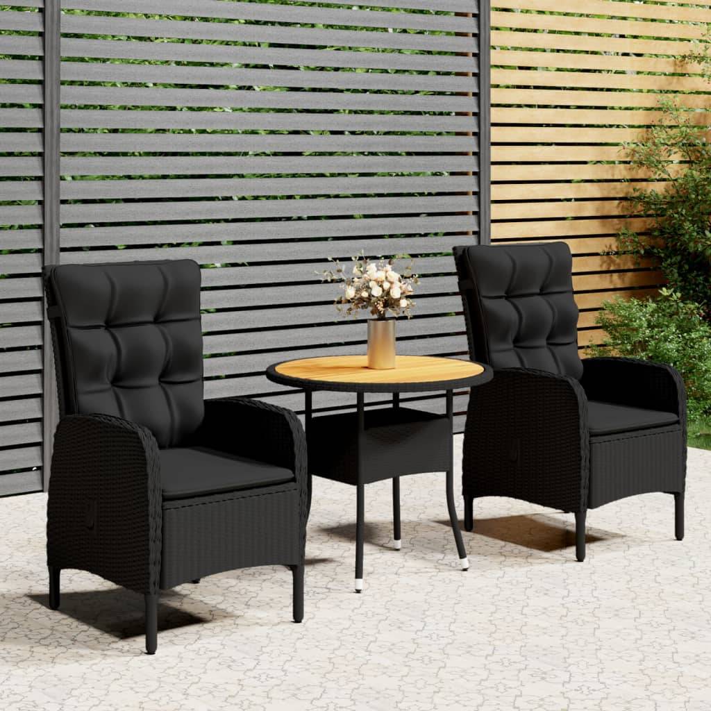 Vidaxl - Ensemble de bistro de jardin 3 pcs Résine tressée Noir vidaXL 3058549 - Image 1