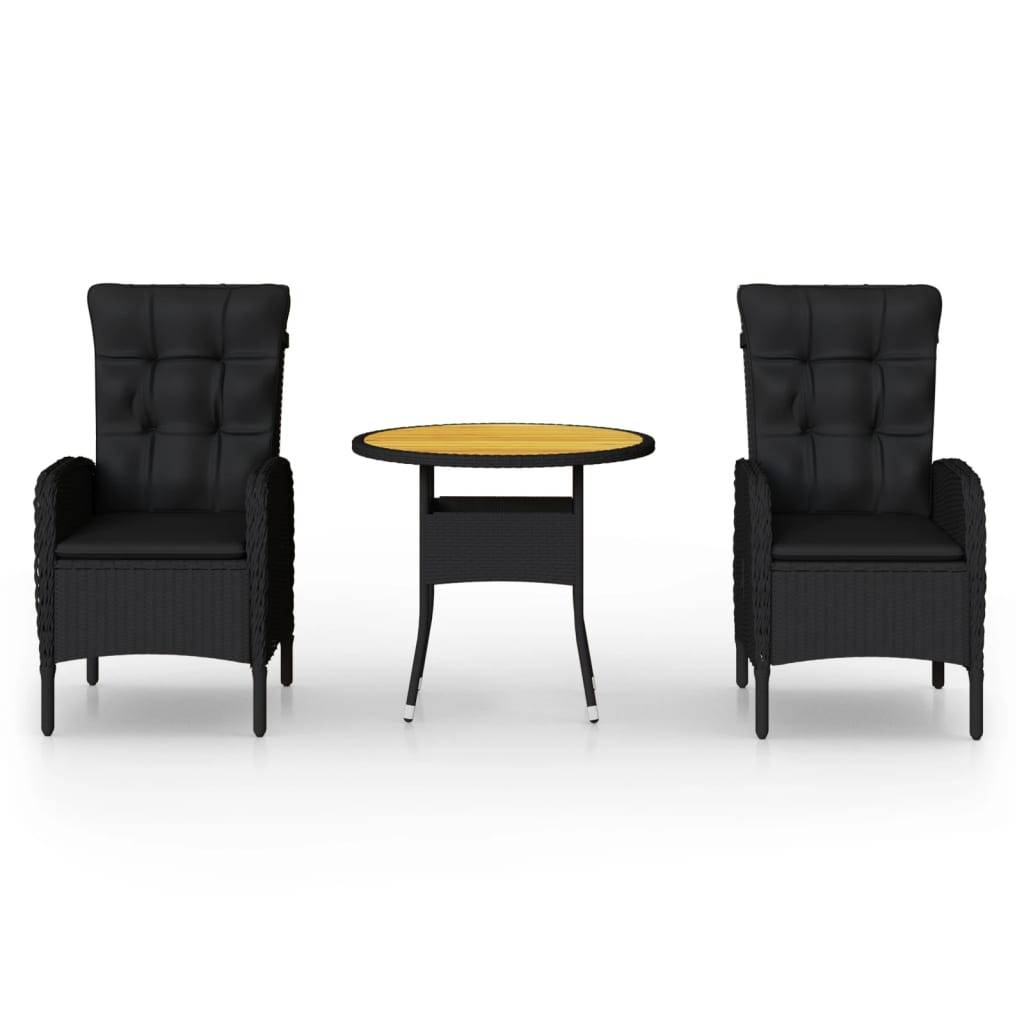 Vidaxl - Ensemble de bistro de jardin 3 pcs Résine tressée Noir vidaXL 3058549 - Image 2