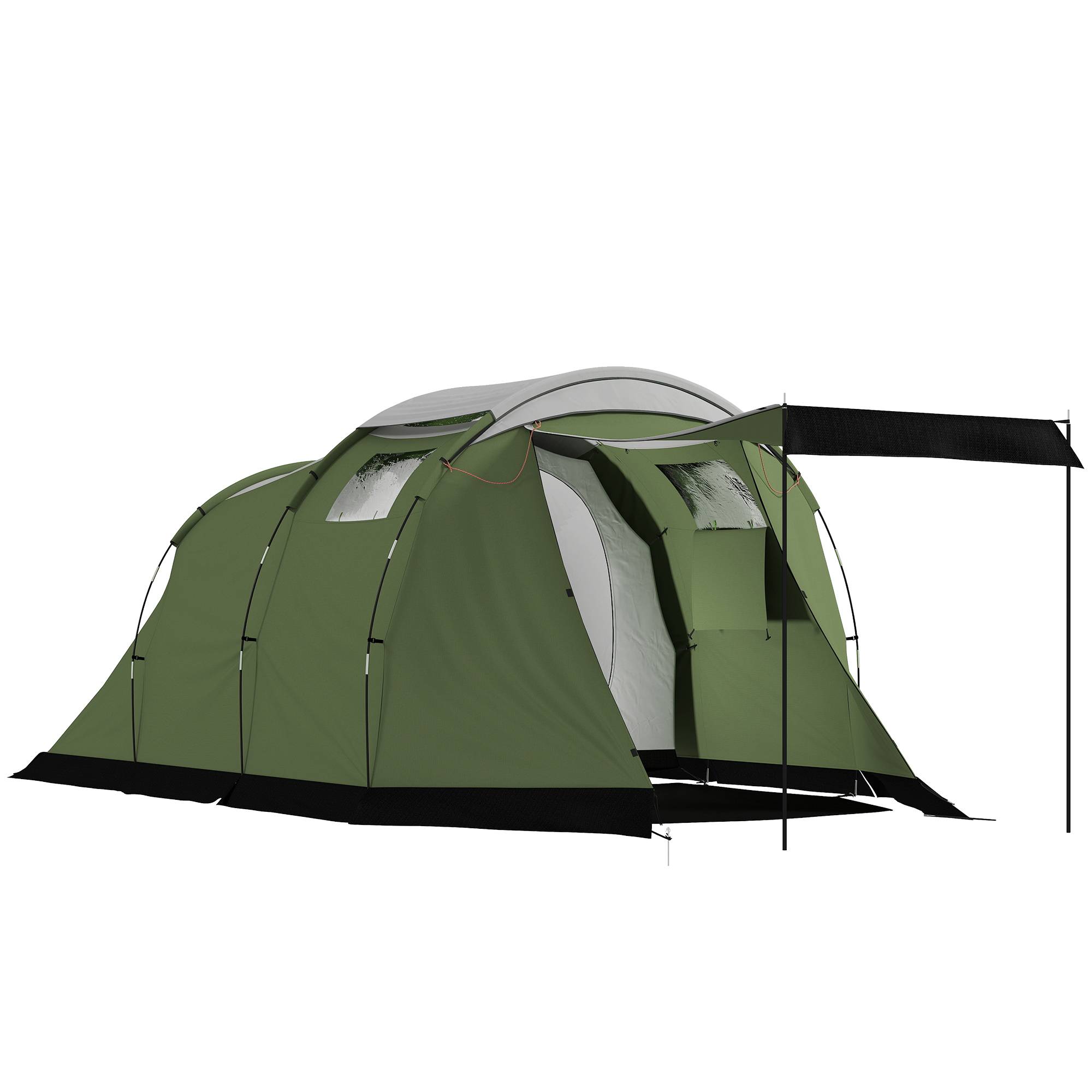 Tente familiale 3-4 personnes robuste, imperméable 3000 mm, avec chambre, vestibule et séjour verte - Image 1