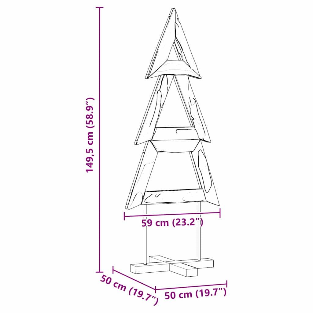 Sapin de Noël en bois de teck massif décoration rustique pour salon 150 cm – ComfortXL Outdoor Living - Image 9