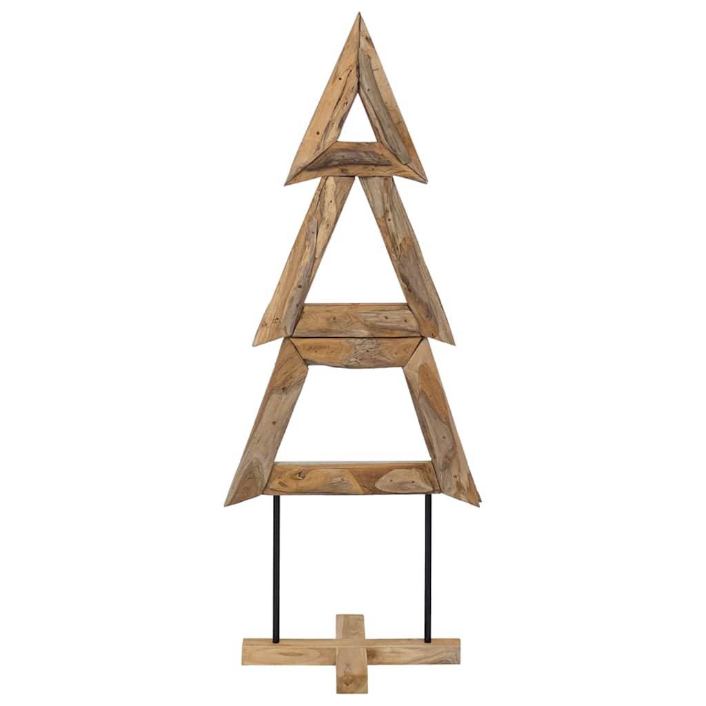 Sapin de Noël en bois de teck massif décoration rustique pour salon 150 cm – ComfortXL Outdoor Living - Image 2