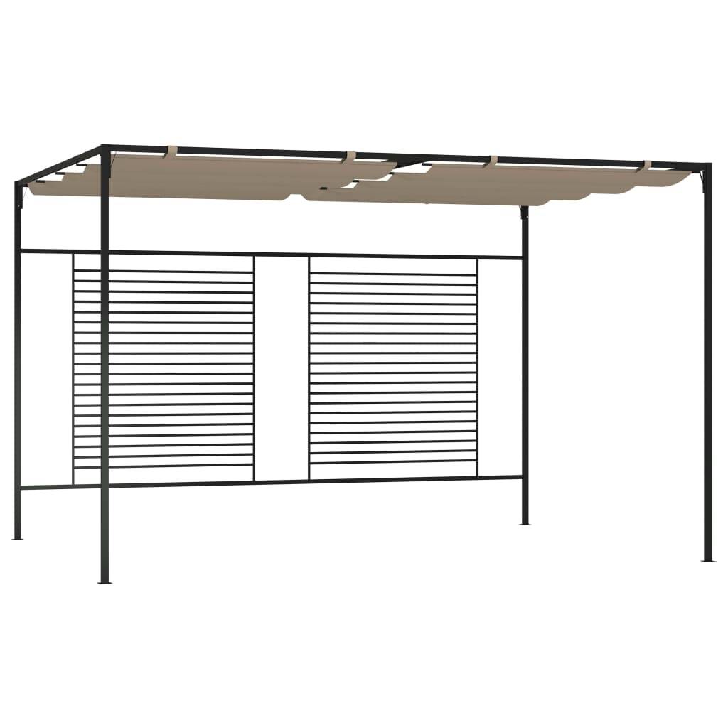 Tonnelle de Jardin Fer avec Toile Rétractable Abri Soleil pour Terrasse Taupe 3x4 m – ComfortXL Outdoor Living - Image 1