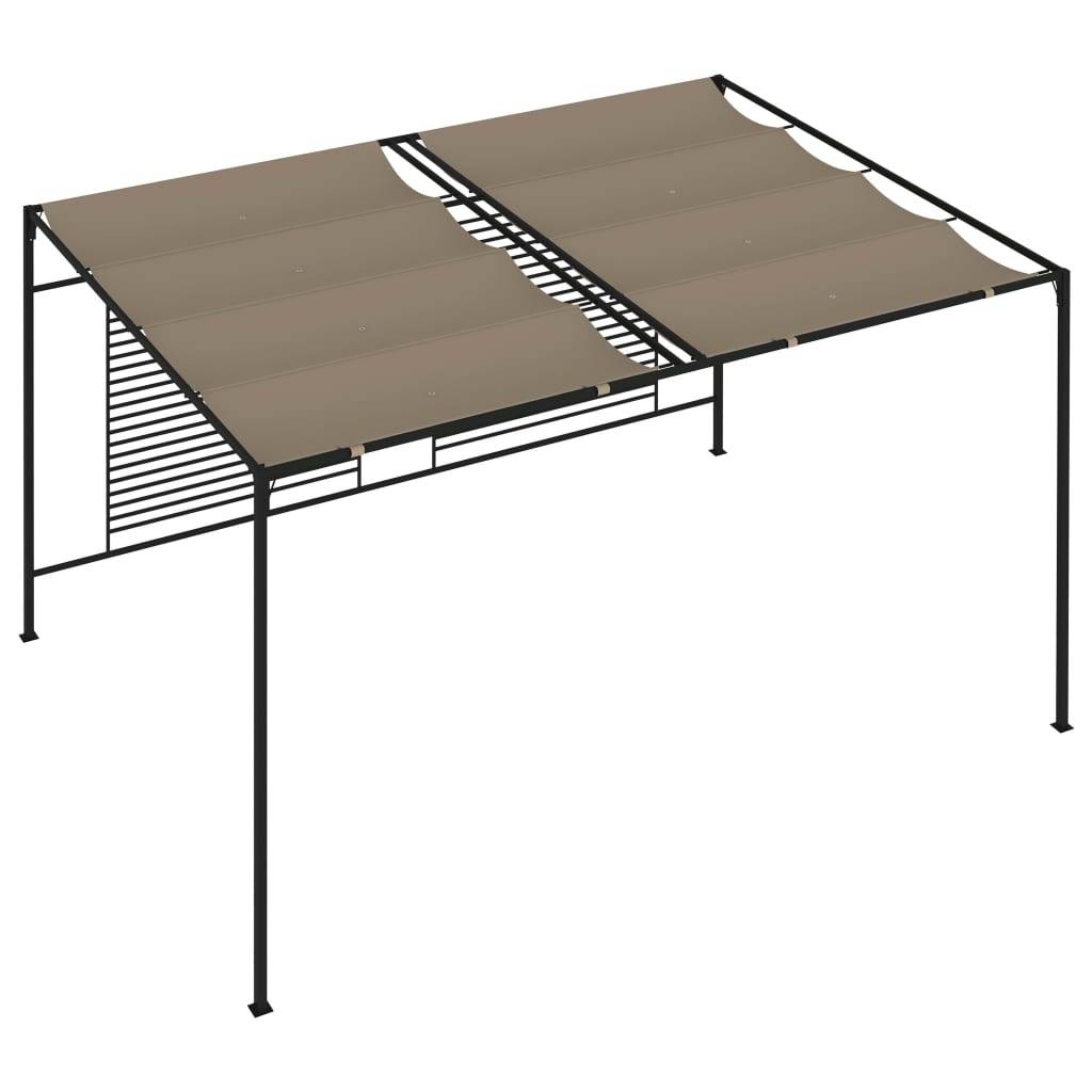 Tonnelle de Jardin Fer avec Toile Rétractable Abri Soleil pour Terrasse Taupe 3x4 m – ComfortXL Outdoor Living - Image 4