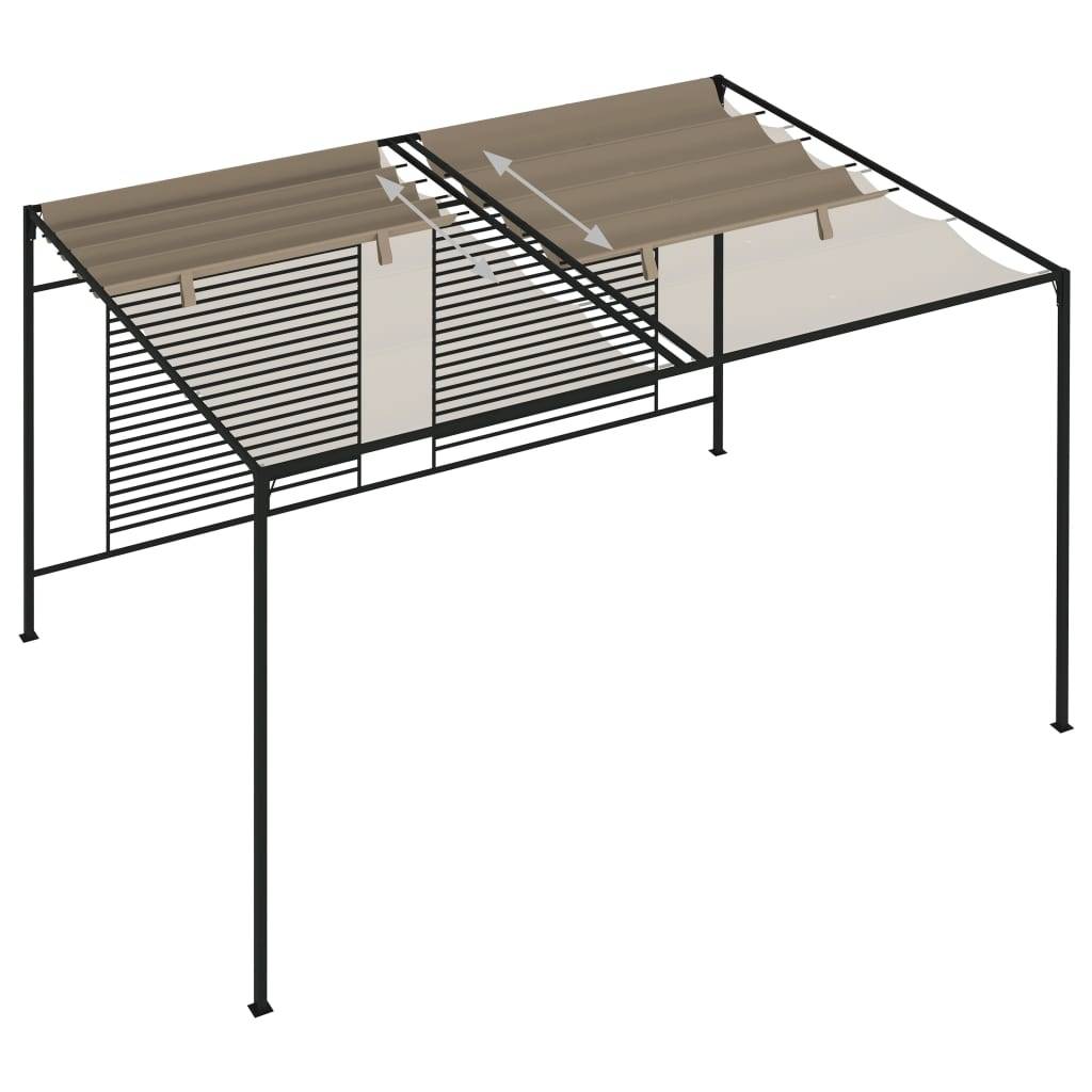 Tonnelle de Jardin Fer avec Toile Rétractable Abri Soleil pour Terrasse Taupe 3x4 m – ComfortXL Outdoor Living - Image 5