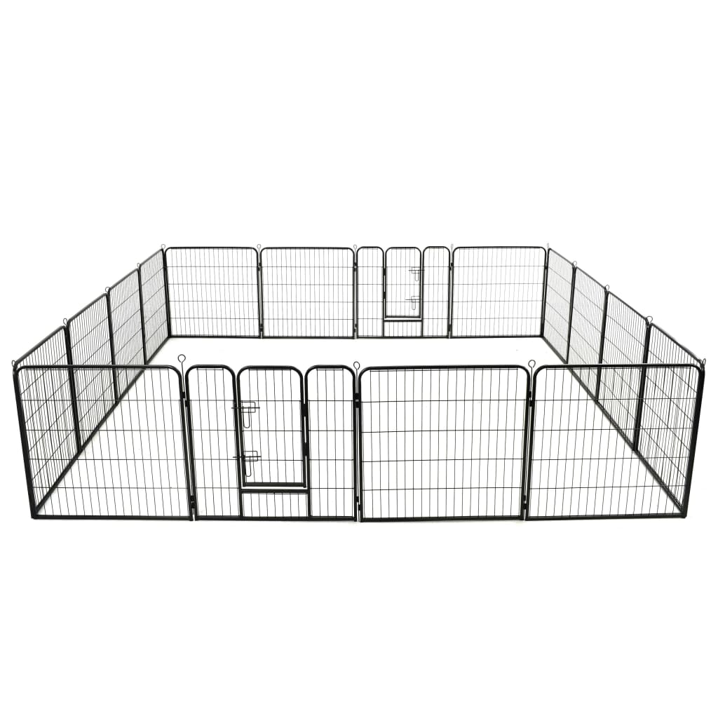 Vidaxl - Parc Pour Chiens 16 Panneaux Acier 80 X 80 Cm Noir - vidaXL - Image 2